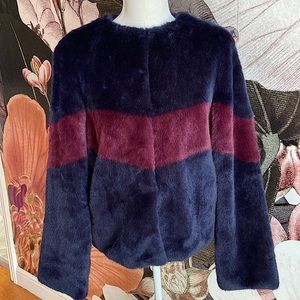 Two toned faux fur jacket